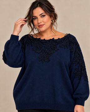 Immagine di FINE QUALITY SWEATER WITH LACE FLOWERS